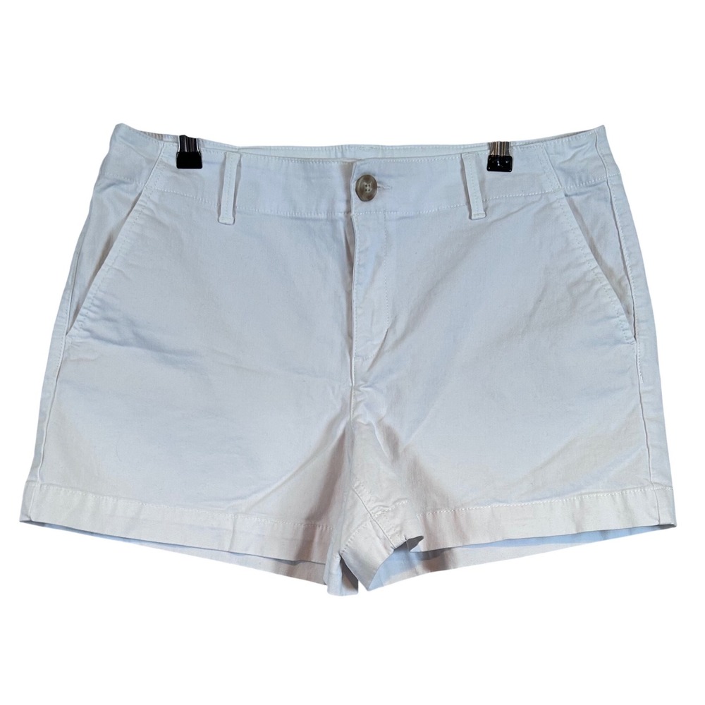 LOFT The Monroe 4" Chino Shorts Womens 10 White Cotton Stretch Mid Rise Casual‎